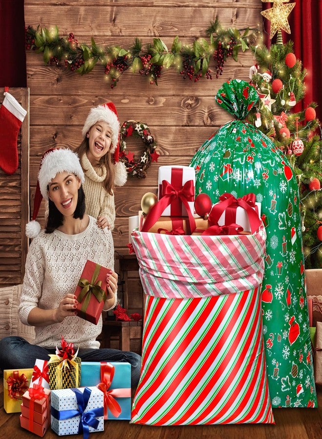 ونسينغ مجموعة أونسينغ من 6 أكياس هدايا كبيرة لعيد الميلاد، مقاس 36 × 56 بوصة، أكياس هدايا عملاقة لألعاب الأطفال مع 3 ملصقات وأربطة، اللون ج - Image 4